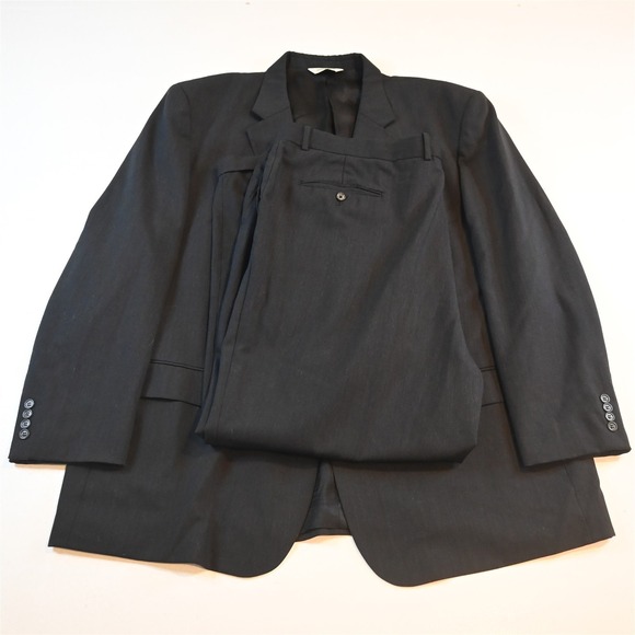Pronto Uomo 54L 46x30 Charcoal Gray 100% Wool Mens Jacket Pants Suit